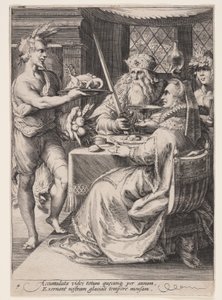 Winter (Banquet with Bacchus Waiting on an Elderly Couple), fra De fire årstider af Jan Saenredam