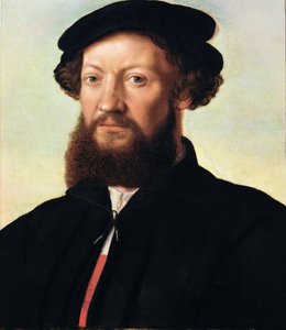 Portræt af en mand - Jan Sanders van Hemessen (ca. 1500-c. 1566). Olie på træ, ca 1555. Mål : 47x39 cm. Kunsthistorisk museum, Vienne