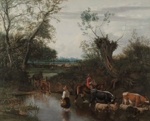 Bønder krydser et vandløb, ca. 1670 (olie på lærred) af Jan Siberechts