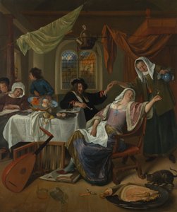 The Dissolute Household, ca. 1663-64. dani af Jan Havickszoon Steen