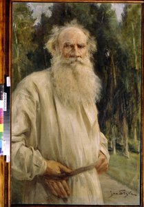 Portræt af Leon Tolstoy (1828-1910), russisk forfatter (Portræt af forfatteren Leo N. Tolstoy). Maleri af Jan Styka (1858-1925)