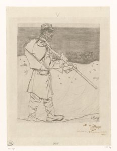 Skalfisker med net på stranden ved Katwijk aan Zee The shell fisherman (original titel) af Jan Toorop (signed by artist)