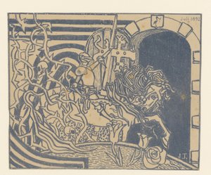 Katalogomslag med ridder til hest af Jan Toorop