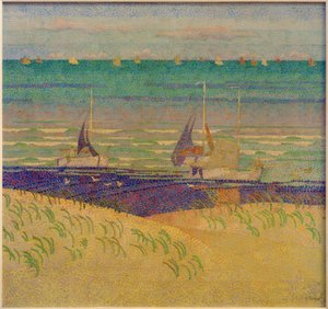 Klitlandskab med sejlbåde af Jan Toorop