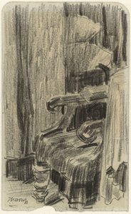 Lænestol delvist dækket af gardin af Jan Toorop