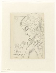 Ung pige i meditation med et kors af Jan Toorop
