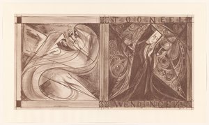 Cover til Twists med en nonne med blomster og to spøgelser, den ene med en maske i hånden af Jan Toorop