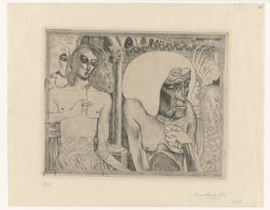 Gammel kvinde omgivet af unge kvinder Kvindens ungdom og alder (original titel) af Jan Toorop