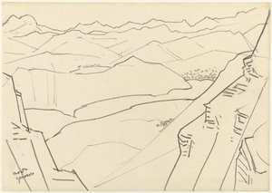 Skitse af et bjerglandskab Monte Generoso af Jan Toorop