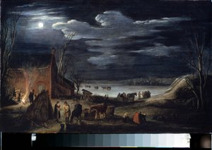 Vinter (Vinter). Maleri af Jan II van de Velde (1593-1641). Olie på træ, 30 x 44,5 cm. flamsk kunst, barokkunst. Eremitagemuseet, Sankt Petersborg. af Jan Van de II Velde
