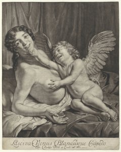 Venus og Amor Lustful Venus og Gentle Cupid (titel på objekt) af Jan Verkolje (I)