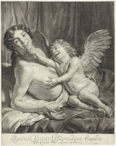 Venus og Amor Lustful Venus og Gentle Cupid (titel på objekt) af Jan Verkolje (I)