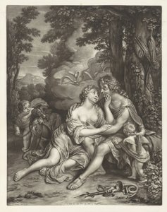 Venus forhindrer Adonis i at jage af Jan Verkolje (I)
