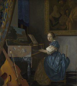 En ung kvinde siddende hos en Virginal, ca. 1670 af Jan Vermeer van Delft
