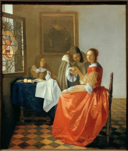 Pigen med vinglaset af Jan Vermeer van Delft