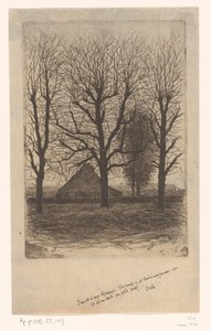 Gård mellem høje træer, Ewijkshoeve af Jan Veth (signed by artist)