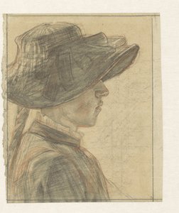 Portræt af frøken A.C.E. Veth, kunstnerens søster af Jan Veth