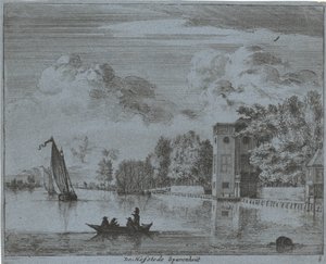 Udsigt over gården Savenhout i Haarlem Hofstede Sparenhout (titel på objekt) Landskaber i Haarlem-området (serietitel) Gesigten udenfor Haarlem, Udført af. J.V.V. (serietitel på objekt)