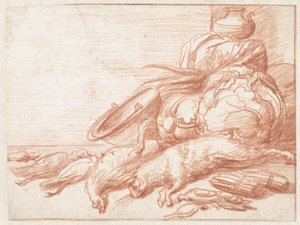 Stilleben med hare og fjerkræ af Jan Weenix (possibly)