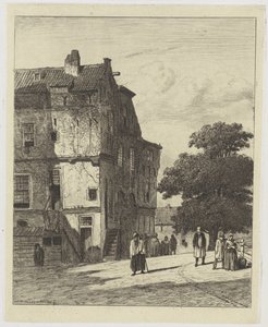 Udsigt over en gade i Amsterdam af Jan Weissenbruch