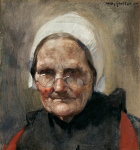 Katwijkse Visvrouw, eller Fishwife of Katwijk (akvarel, gouache og blyant på papir) af Jan Willem Sluiter