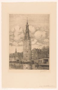 Montelbaanstoren (titel på objekt) af Jan Willem Lindeman (signed by artist)