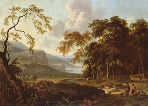 Et jagtselskab i et klassisk landskab, c.1672-77