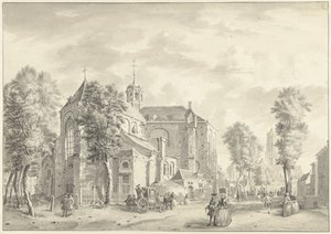 Pieterskerk i Utrecht med Domkirken i baggrunden af Jan de Beijer