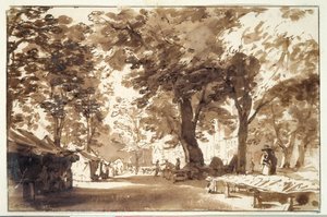 The Vigorbros and the Platz on the Haynus (kridt, pen & blæk med vask på papir) af Jan de Bisschop
