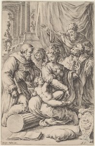 Hellig familie med hellige af Jan de Bisschop, after Giorgio Vasari