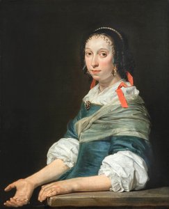 Portræt af en dame med et rødt bånd i håret af Jan de Bray