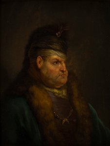 Portræt af en mand i en turban (olie på panel) af Jan the Elder (circle of) Lievens