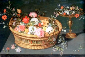 En kurv med blomster, c1590-1625 af Jan the Elder Brueghel