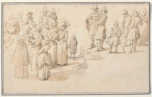Et elegant firma, der drikker kildevand af Jan the Elder Brueghel