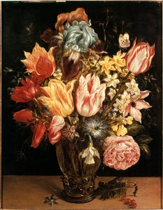 Buket tulipaner Maleri af Jan Brueghel (eller Bruegel eller Brueghel eller Brueghel), den tidligere kendt som Bruegel de Velours (1568-1625). 17. århundrede. Privat samling af Jan the Elder Brueghel