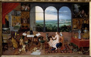Høring. Allegori over de fem sanser Maleri af Jan I Brueghel Dit De Velours (1568-1625) Ec. Flam
