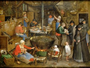 Adelige gæster i bondens stue (olie på kobber) af Jan the Elder Brueghel