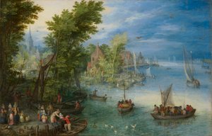 Flodlandskab af Jan the Elder Brueghel