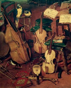 Strenge og papegøjer, detalje af Allegori over de fem sanser (maleri af Jan the Elder Brueghel