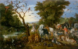 Dyrenes indtog i Noas ark af Jan the Elder Brueghel