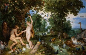 Edens have med menneskets fald, ca. 1615. af Jan the Elder Brueghel