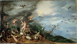 De fire elementer: allegori af luft (olie på panel af Jan the Elder Brueghel