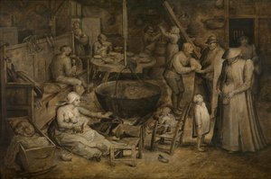 Besøg hos bønderne (olie på panel) af Jan the Elder Brueghel