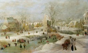 Vinterscene i Holland af Jan the Elder Brueghel