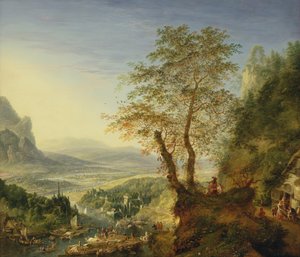 Et capriccio flodlandskab, ca. 1700 (olie på kobber)
