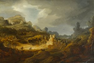 Fantastisk landskab, omkring 1643-1645 (olie på vugget panel) af Jan the Elder Lievens