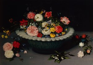Blomsterstilleben (olie på panel) af Jan the Younger Brueghel