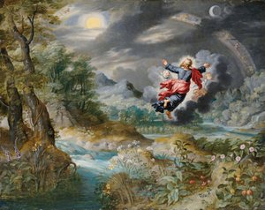 Gud skaber solen, månen og stjernerne i firmamentet, ca. 1650