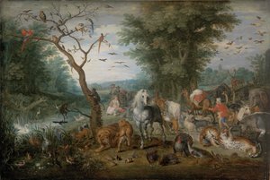 Paradislandskab med dyr - Peinture de Jan Brueghel den Yngre (1601-1678) - 1613-1615 - Olie på træ - 61x90,2 - Szepmuveszeti Muzeum, Budapest