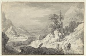 Bjerglandskab med en floddal af Jan van Aken